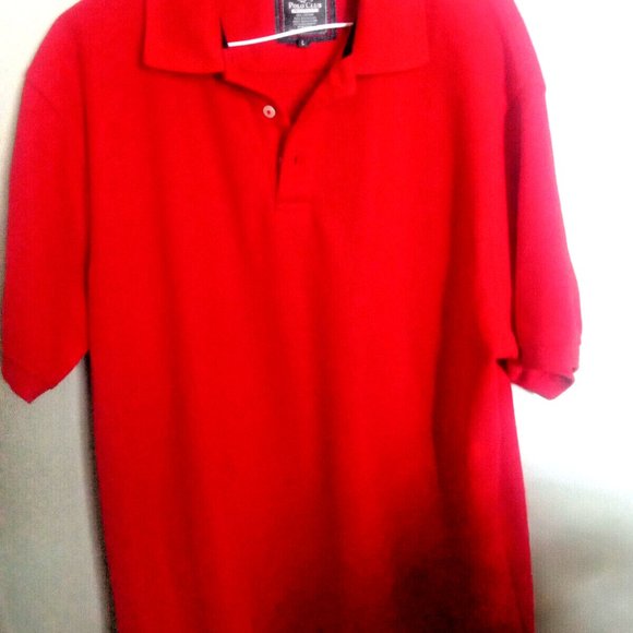 Beverly Hills Polo Club Modern Fit Short Sleeve Shirt Red Cotton Polyester Large - Picture 5 of 5